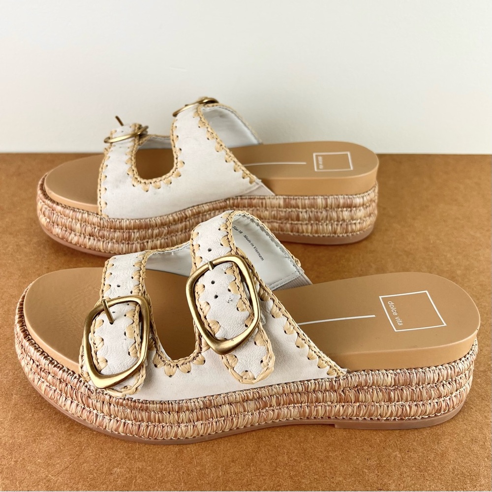 NEW DOLCE VITA BEIGE ESPADRILLE PLATFORM SANDALS - Picture 7 of 13